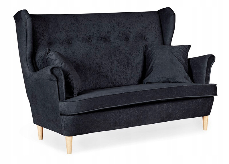 Sofa kanapa uszak Ari nie rozkłada Family Meble czarny welur 218457