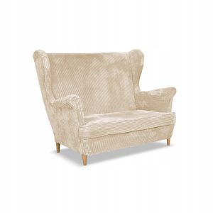 Sofa kanapa uszak Bonito skandynawska sztruks paski Family Meble beżowa 550964 Sofa kanapa uszak Bonito skandynawska sztruks paski Family Meble beżowa 550964