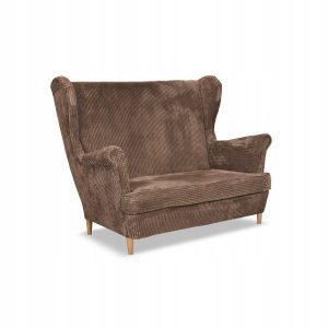 Sofa kanapa uszak Bonito skandynawska sztruks paski Family Meble brązowa 550967 Sofa kanapa uszak Bonito skandynawska sztruks paski Family Meble brązowa 550967