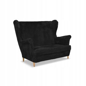 Sofa kanapa uszak Bonito skandynawska sztruks paski Family Meble czarna 550968 Sofa kanapa uszak Bonito skandynawska sztruks paski Family Meble czarna 550968