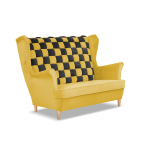 Sofa kanapa uszak CAROL DUO skandynawska Family Meble żółta miodowo – brąz 652501 Sofa kanapa uszak CAROL DUO skandynawska Family Meble żółta miodowo – brąz 652501