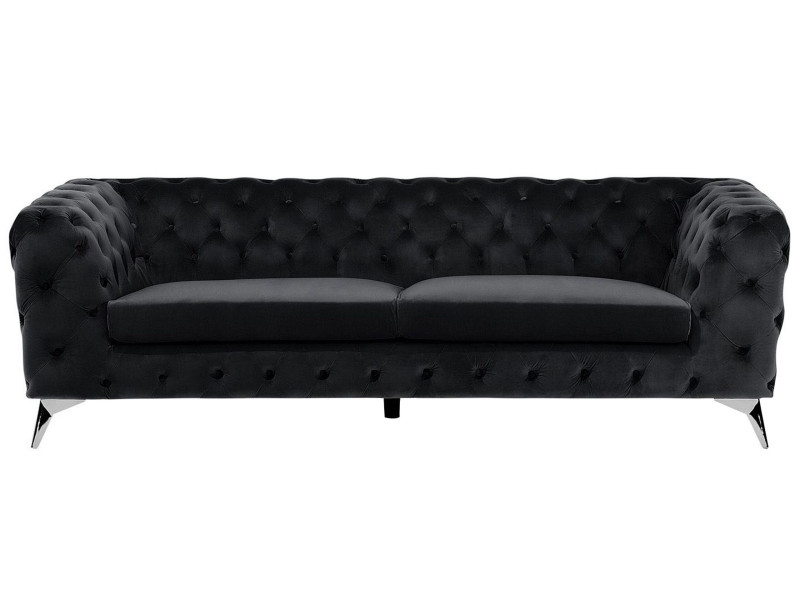 Sofa kanapa welurowa elegancka czarna 191027