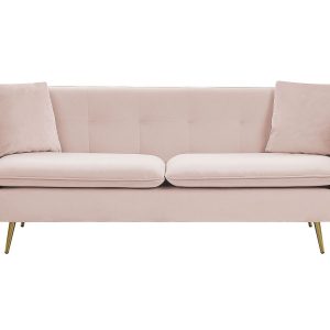 Sofa kanapa welurowa pikowana różowa 140903