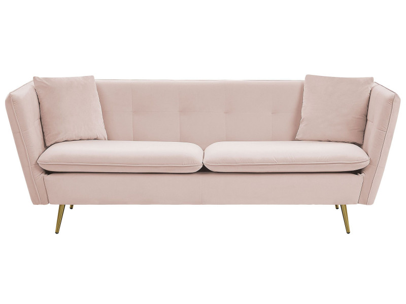 Sofa kanapa welurowa pikowana różowa 140903