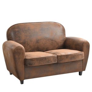 Sofa klubowa Vintage skóra ekologiczna brązowa 652349