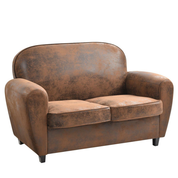 Sofa klubowa Vintage skóra ekologiczna brązowa 652349