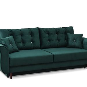 Sofa Lanti Zielony Welur, Podstawa Orzech 345594