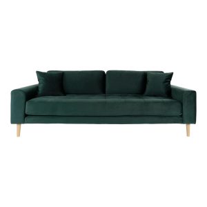 Sofa Lido butelkowa zieleń aksamitna tapicerka bukowe nogi 659887