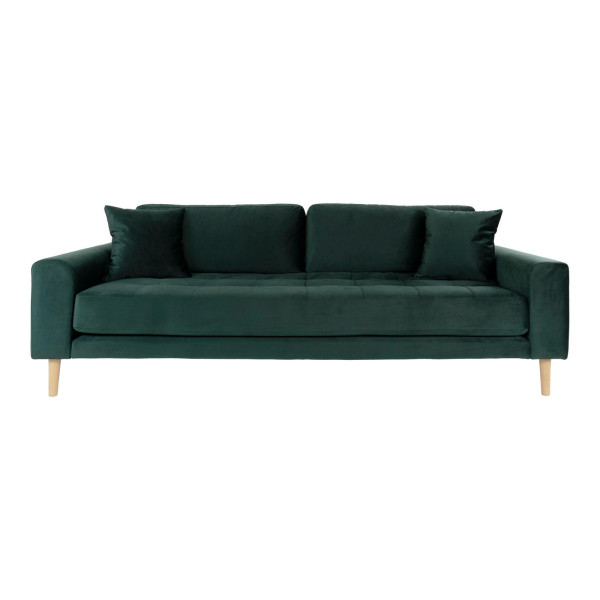 Sofa Lido butelkowa zieleń aksamitna tapicerka bukowe nogi 659887