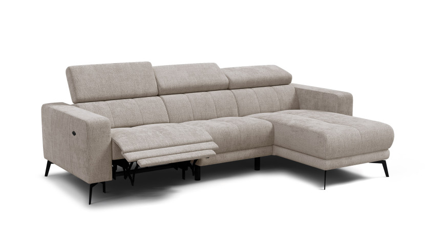 Sofa narożna 4 osobowa prawa MORELLO, beżowa, 1 x Relax Zero Gravity 801498