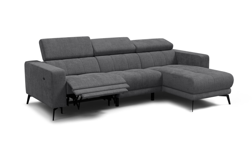 Sofa narożna 4 osobowa prawa MORELLO, ciemnoszara, 1 x Relax Zero Gravity 801472
