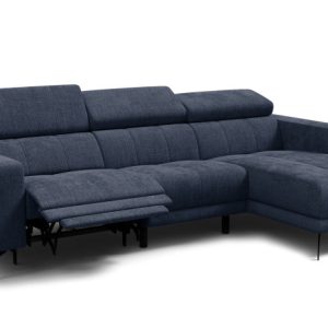 Sofa narożna 4 osobowa prawa MORELLO, granatowa, 1 x Relax Zero Gravity 801524 Sofa narożna 4 osobowa prawa MORELLO, granatowa, 1 x Relax Zero Gravity 801524
