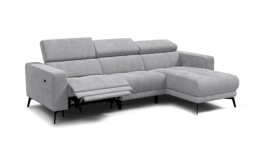 Sofa narożna 4 osobowa prawa MORELLO, jasnoszara, 1 x Relax Zero Gravity 801430