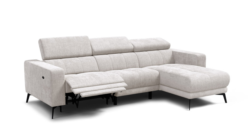 Sofa narożna 4 osobowa prawa MORELLO, kremowa, 1 x Relax Zero Gravity 801488