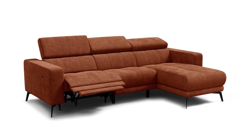 Sofa narożna 4 osobowa prawa MORELLO, pomarańczowa, 1 x Relax Zero Gravity 801480