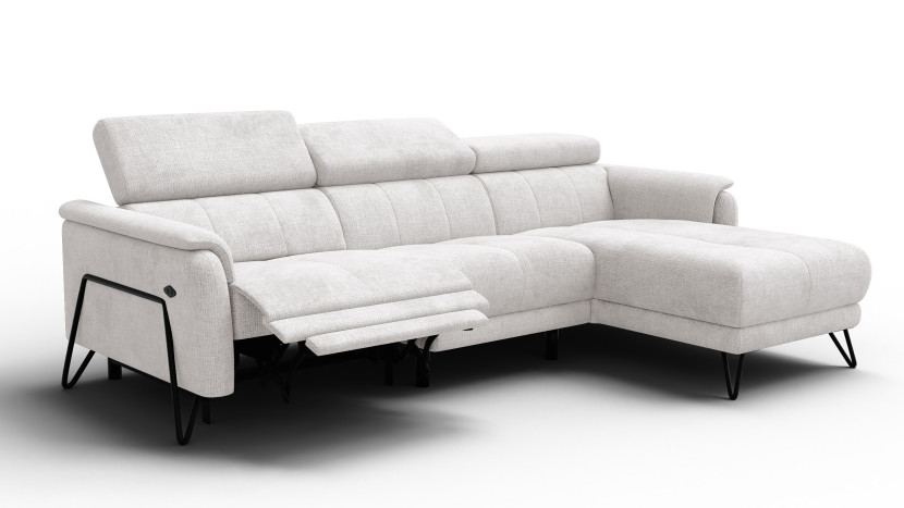 Sofa narożna 4 osobowa prawa RODEN, 1 x Relax Zero Gravity, kremowa 801518