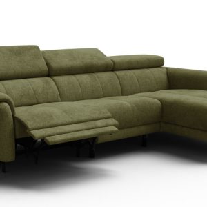 Sofa narożna 4 osobowa prawa RODEN, 1 x Relax Zero Gravity, oliwkowa 801544 Sofa narożna 4 osobowa prawa RODEN, 1 x Relax Zero Gravity, oliwkowa 801544
