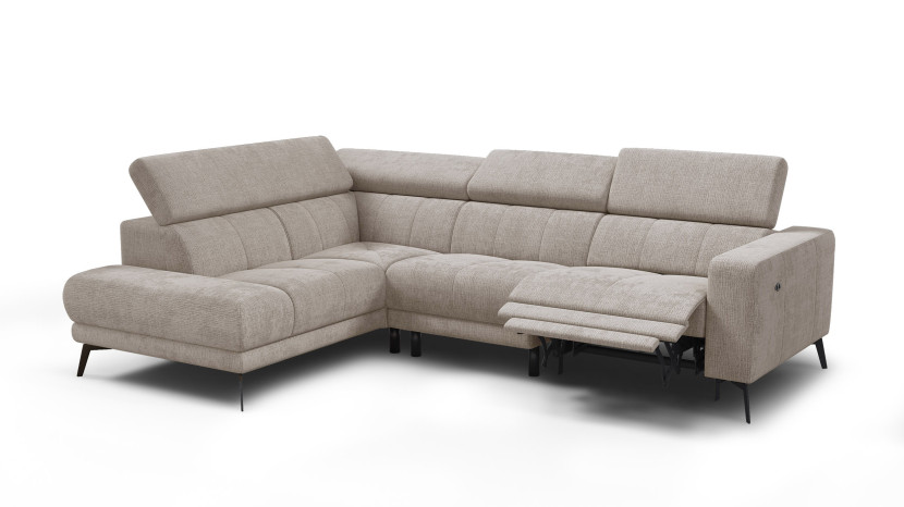 Sofa narożna 5 osobowa lewa MORELLO, beżowa, 1 x Relax Zero Gravity 801501