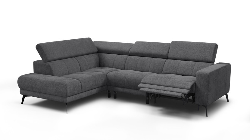 Sofa narożna 5 osobowa lewa MORELLO, ciemnoszara, 1 x Relax Zero Gravity 801489