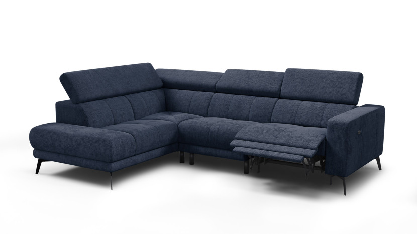 Sofa narożna 5 osobowa lewa MORELLO, granatowa, 1 x Relax Zero Gravity 801486