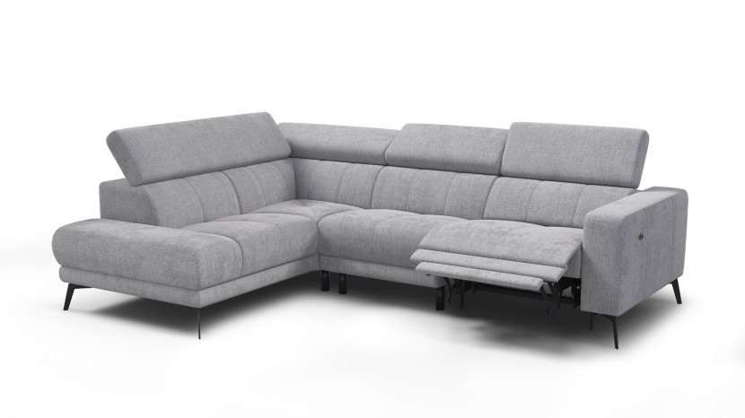 Sofa narożna 5 osobowa lewa MORELLO, jasnoszara, 1 x Relax Zero Gravity 801449