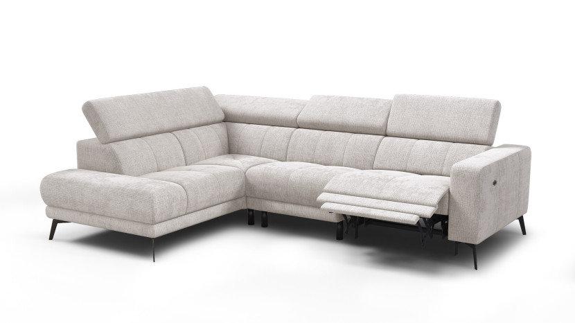 Sofa narożna 5 osobowa lewa MORELLO, kremowa, 1 x Relax Zero Gravity 801541
