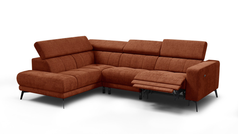 Sofa narożna 5 osobowa lewa MORELLO, pomarańczowa, 1 x Relax Zero Gravity 801458