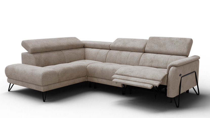 Sofa narożna 5 osobowa lewa RODEN, 1 x Relax Zero Gravity, beżowa 801527