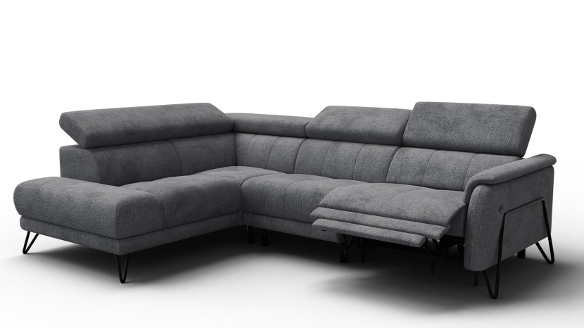 Sofa narożna 5 osobowa lewa RODEN, 1 x Relax Zero Gravity, ciemnoszara 801465