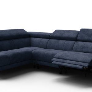 Sofa narożna 5 osobowa lewa RODEN, 1 x Relax Zero Gravity, granatowa 801473
