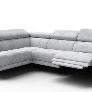 Sofa narożna 5 osobowa lewa RODEN, 1 x Relax Zero Gravity, jasnoszara 801496