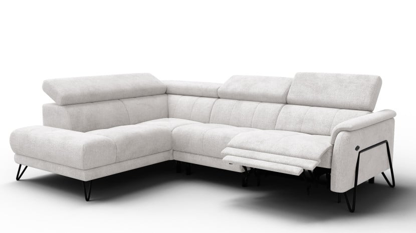 Sofa narożna 5 osobowa lewa RODEN, 1 x Relax Zero Gravity, kremowa 801512