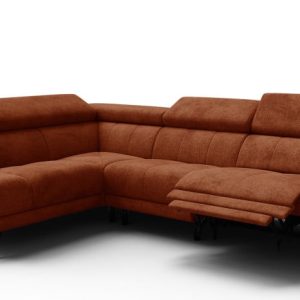 Sofa narożna 5 osobowa lewa RODEN, 1 x Relax Zero Gravity, pomarańczowa 801438
