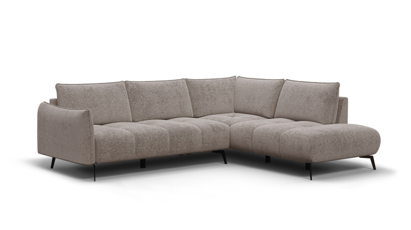 Sofa narożna 5 osobowa prawa AERA, ciemnobeżowa 805716