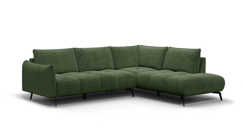 Sofa narożna 5 osobowa prawa AERA, zielona 805780