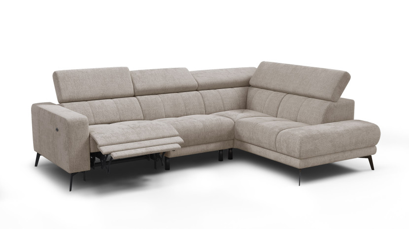 Sofa narożna 5 osobowa prawa MORELLO, beżowa, 1 x Relax Zero Gravity 801453