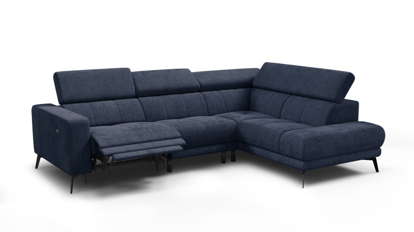 Sofa narożna 5 osobowa prawa MORELLO, granatowa, 1 x Relax Zero Gravity 801542