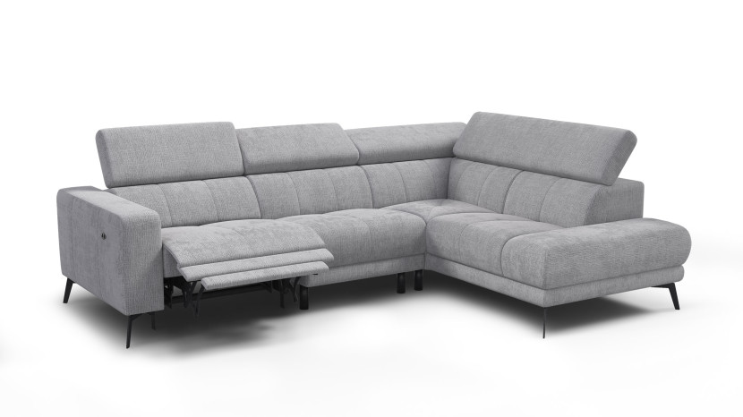 Sofa narożna 5 osobowa prawa MORELLO, jasnoszara, 1 x Relax Zero Gravity 801441