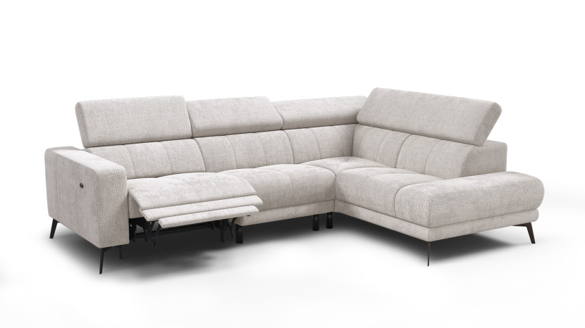 Sofa narożna 5 osobowa prawa MORELLO, kremowa, 1 x Relax Zero Gravity 801443