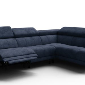 Sofa narożna 5 osobowa prawa RODEN, 1 x Relax Zero Gravity, granatowa 801476 Sofa narożna 5 osobowa prawa RODEN, 1 x Relax Zero Gravity, granatowa 801476