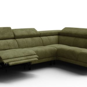 Sofa narożna 5 osobowa prawa RODEN, 1 x Relax Zero Gravity, oliwkowa 801427 Sofa narożna 5 osobowa prawa RODEN, 1 x Relax Zero Gravity, oliwkowa 801427