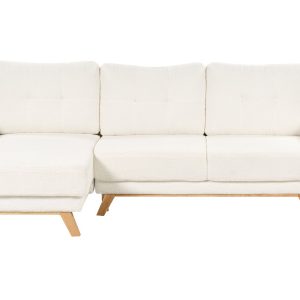 Sofa narożna boucle prawostronna rozkładana biała 220536 Sofa narożna boucle prawostronna rozkładana biała 220536