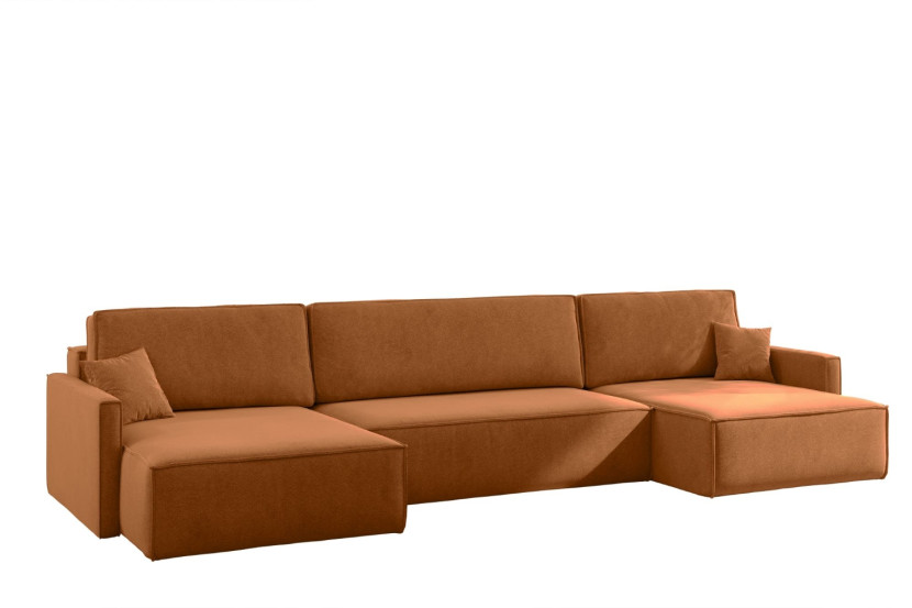 Sofa Narożna Carlos z Funkcją Spania Tkanina Salvador Brązowy 659351