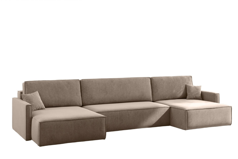 Sofa Narożna Carlos z Funkcją Spania Tkanina Salvador Ciemnobeżowy 659399