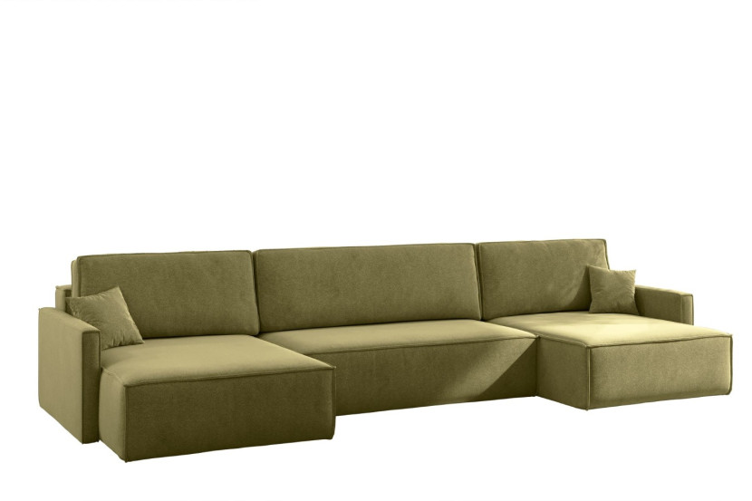 Sofa Narożna Carlos z Funkcją Spania Tkanina Salvador Oliwkowy 659391