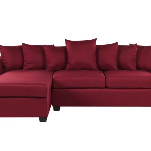 Sofa narożna ciemnoczerwona z poduszkami 62581 Sofa narożna ciemnoczerwona z poduszkami 62581
