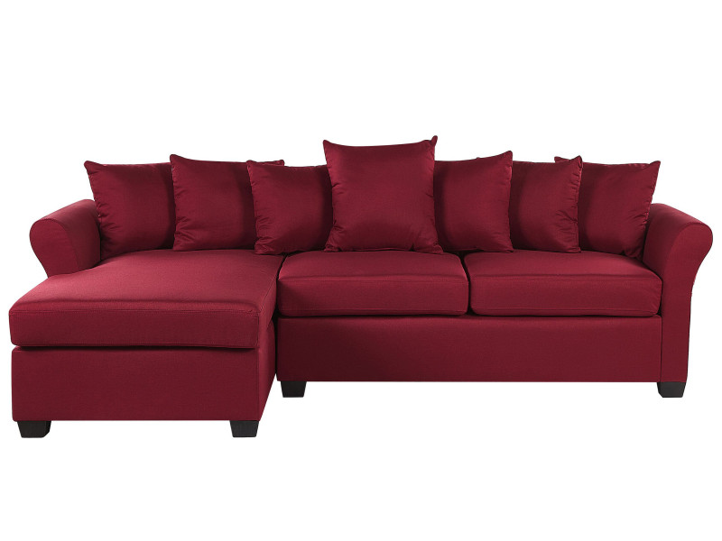 Sofa narożna ciemnoczerwona z poduszkami 62581