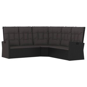 Sofa narożna Czarny Technorattan vidaXL 260541 Sofa narożna Czarny Technorattan vidaXL 260541
