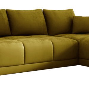Sofa narożna do salonu SCARLO z funkcją spania żółta 465809 Sofa narożna do salonu SCARLO z funkcją spania żółta 465809