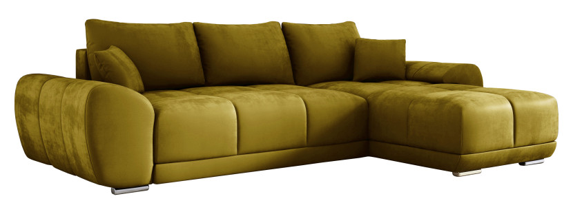 Sofa narożna do salonu SCARLO z funkcją spania żółta 465809